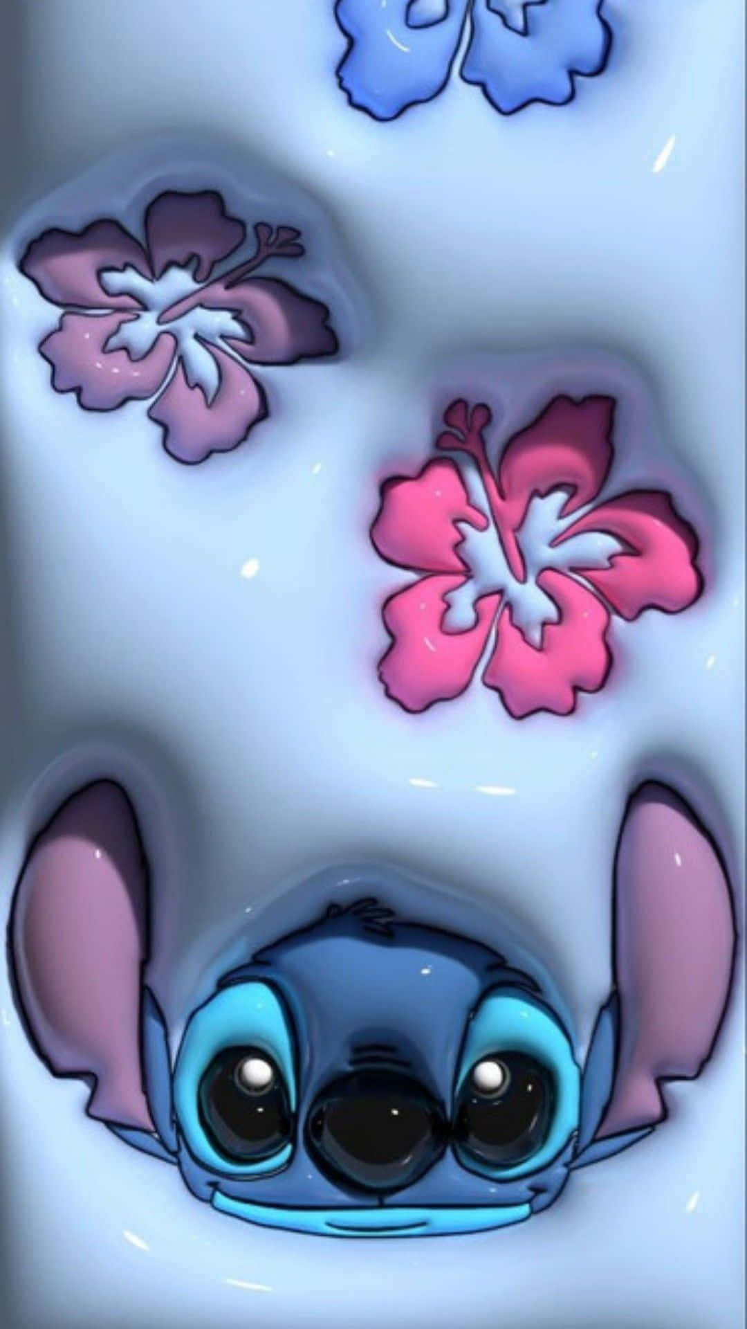 Stitch Among Hawaiian Flowers Wallpaper