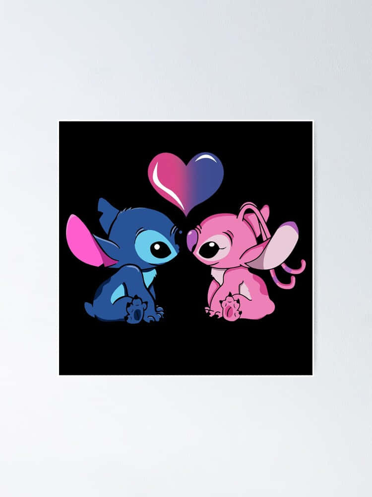 Stitch And Angel Couple Heart Wallpaper