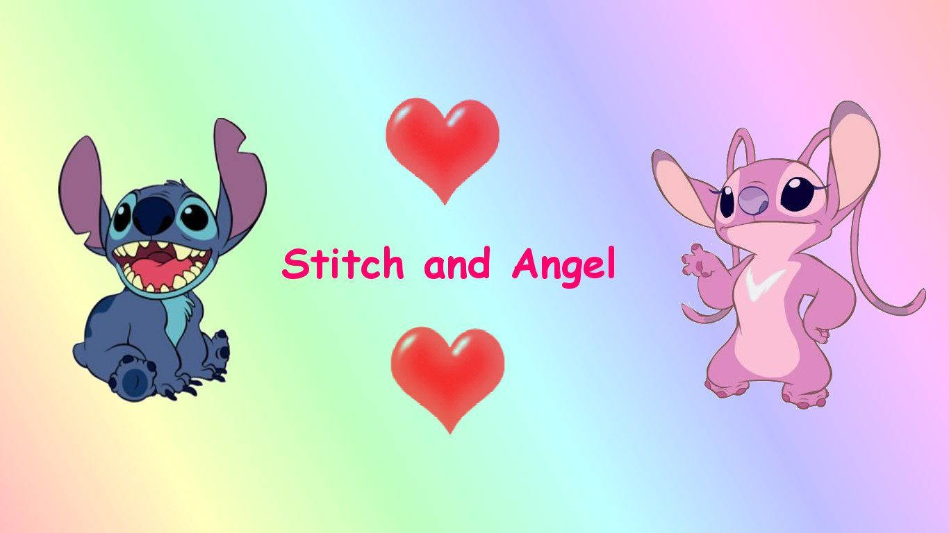 2023 Valentine's Day Stitch and Angel Wallpaper – Desktop/iPad
