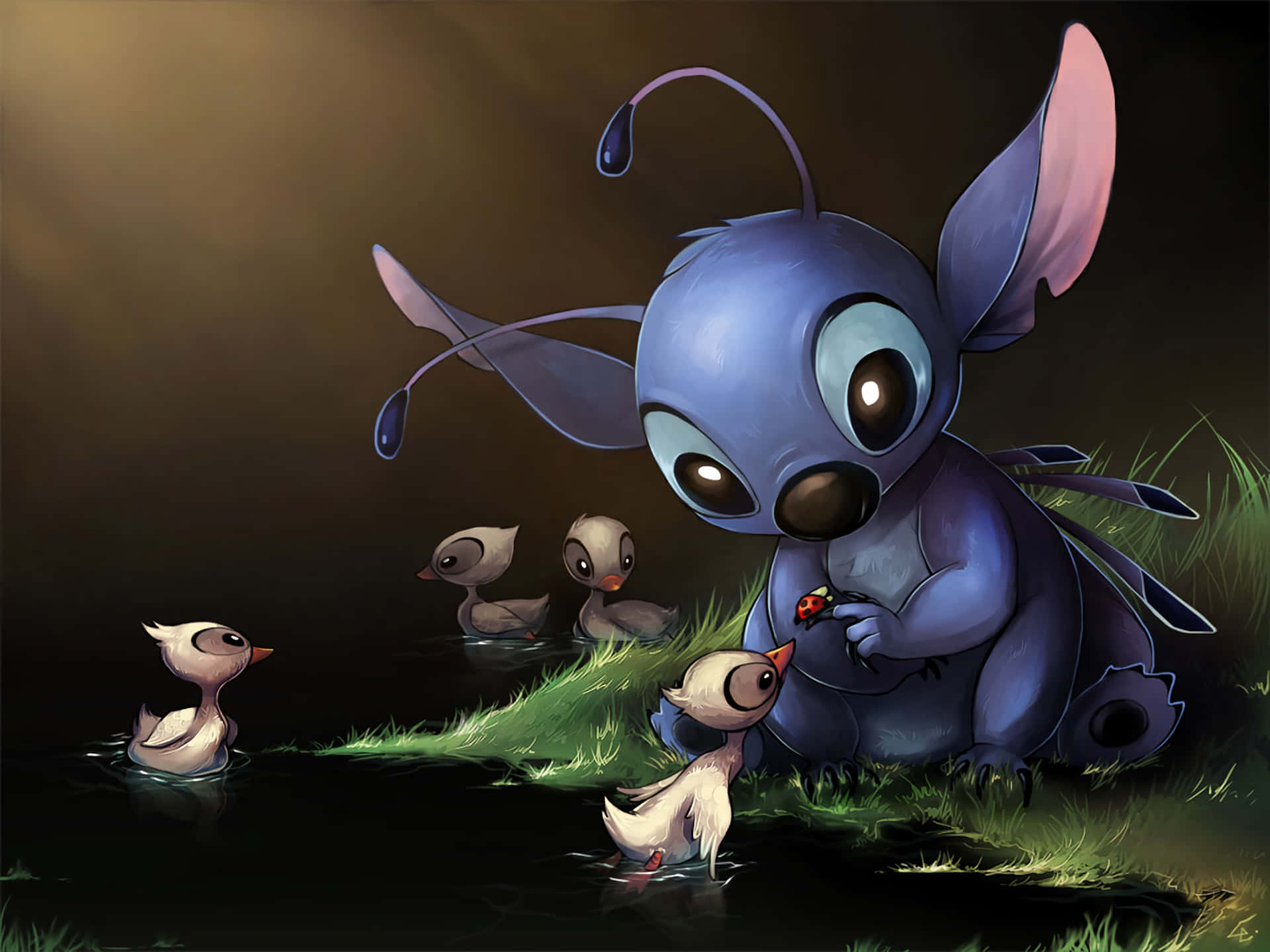 Stitch En Eenden Door Sassy Sassy Achtergrond