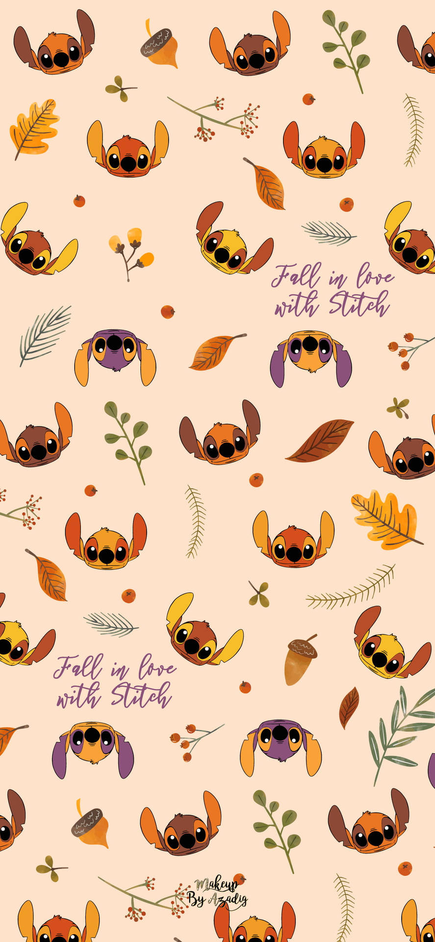 Stitch Disney Autumn Phone Background Wallpaper