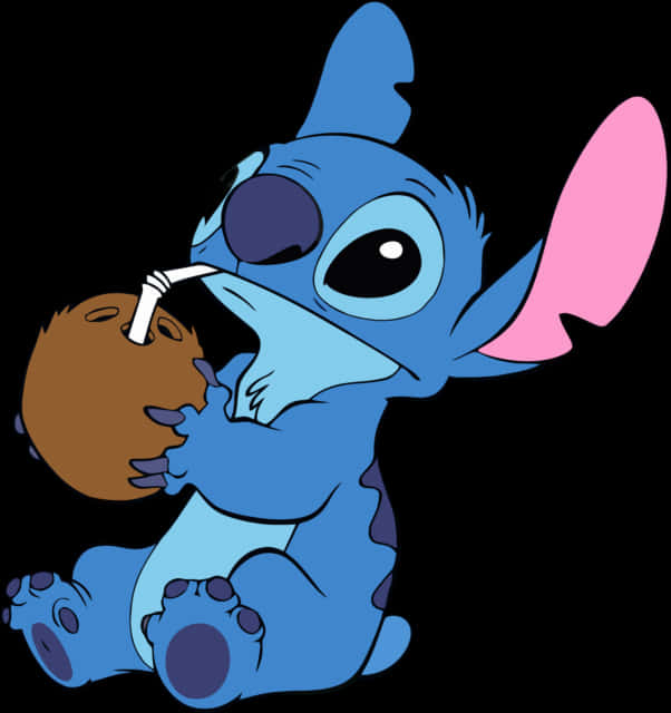 Stitch Drinking Coconut PNG