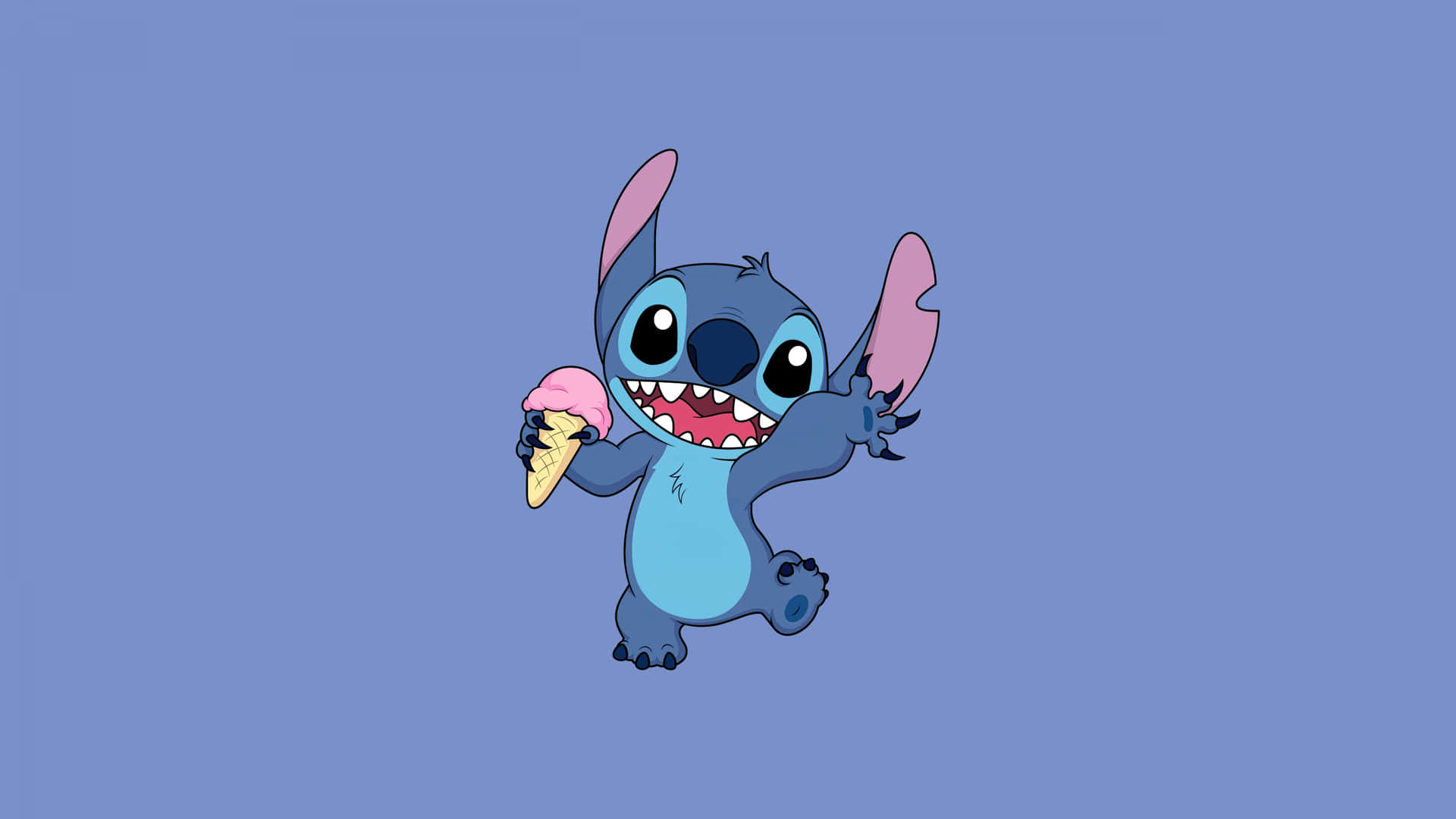 Stitch Eating Ice Cream Cartoon Wallpaper