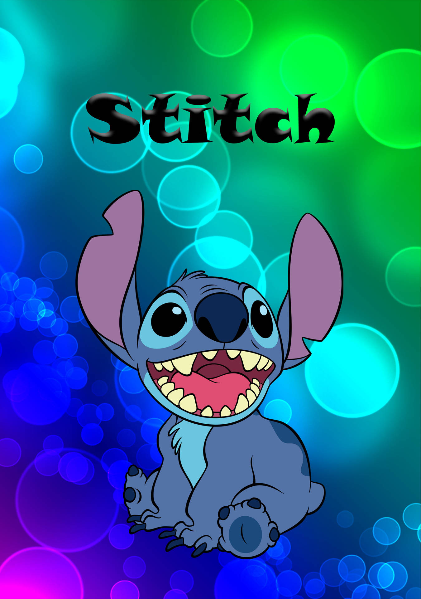 Stitch From Disney In Colorful Background Wallpaper