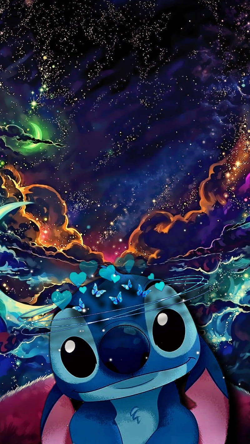 Upptäcken Värld Av Magiska Möjligheter Med Stitch Galaxy. Wallpaper