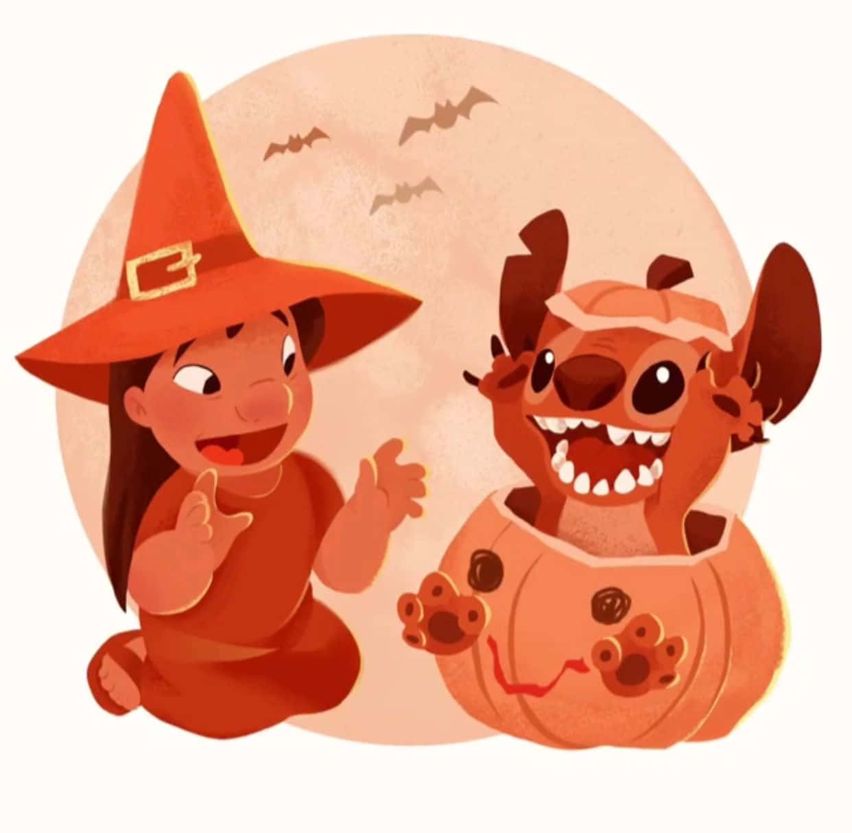 Baby Lilo og Stitch Halloween Illustration dekoration Wallpaper