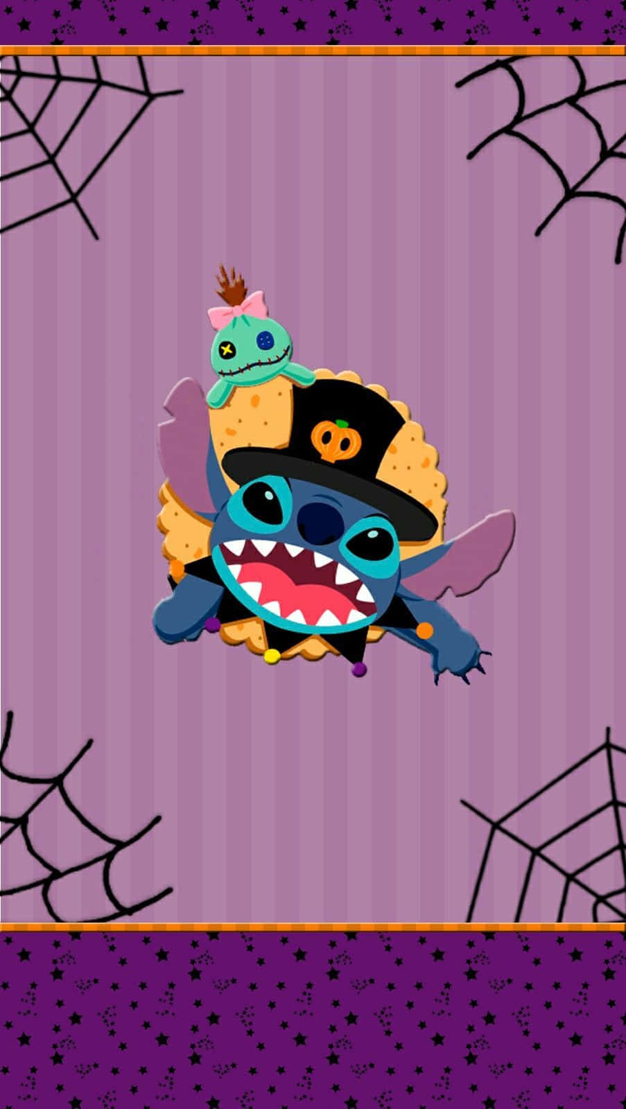 Papelde Parede Fofo De Halloween Com O Stitch Aranha. Papel de Parede