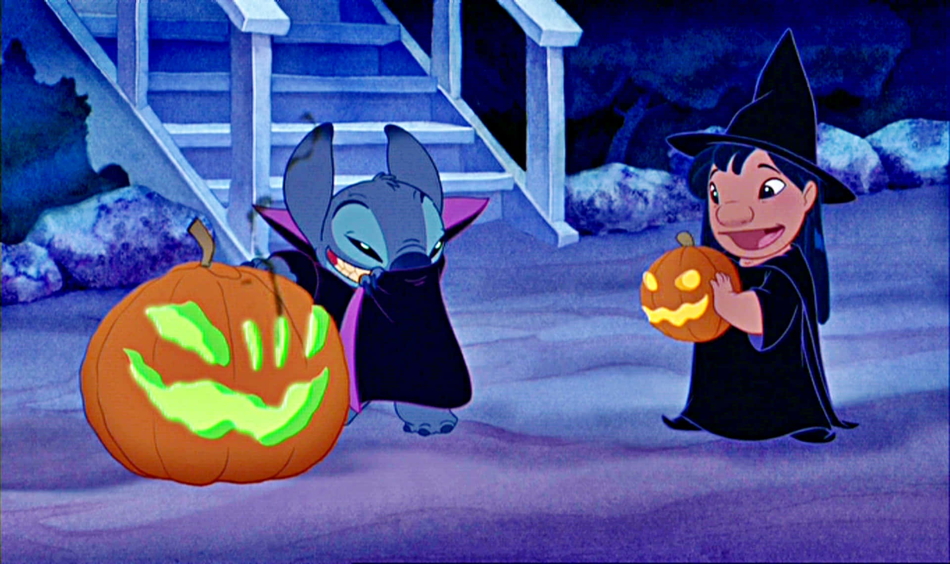 Vilketlilo Och Stitch Halloween-tapet Vill Du Ha? Wallpaper