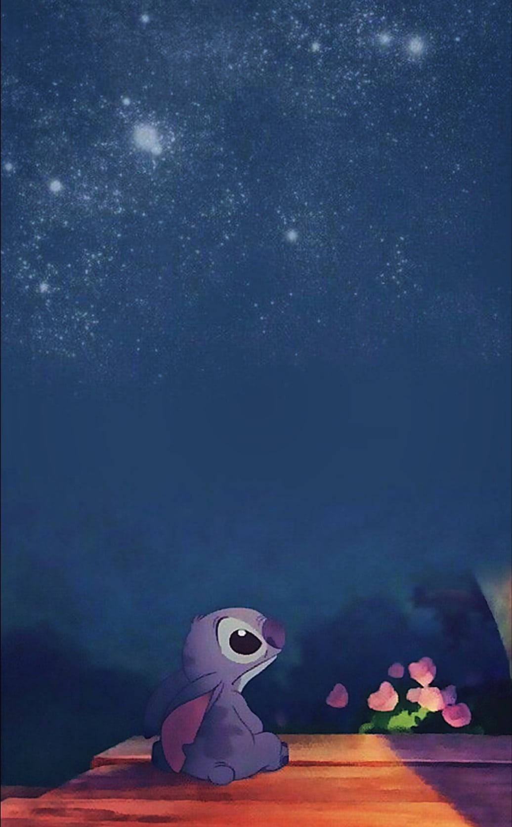 Download Stitch Looking At Night Sky Disney Wallpaper | Wallpapers.com