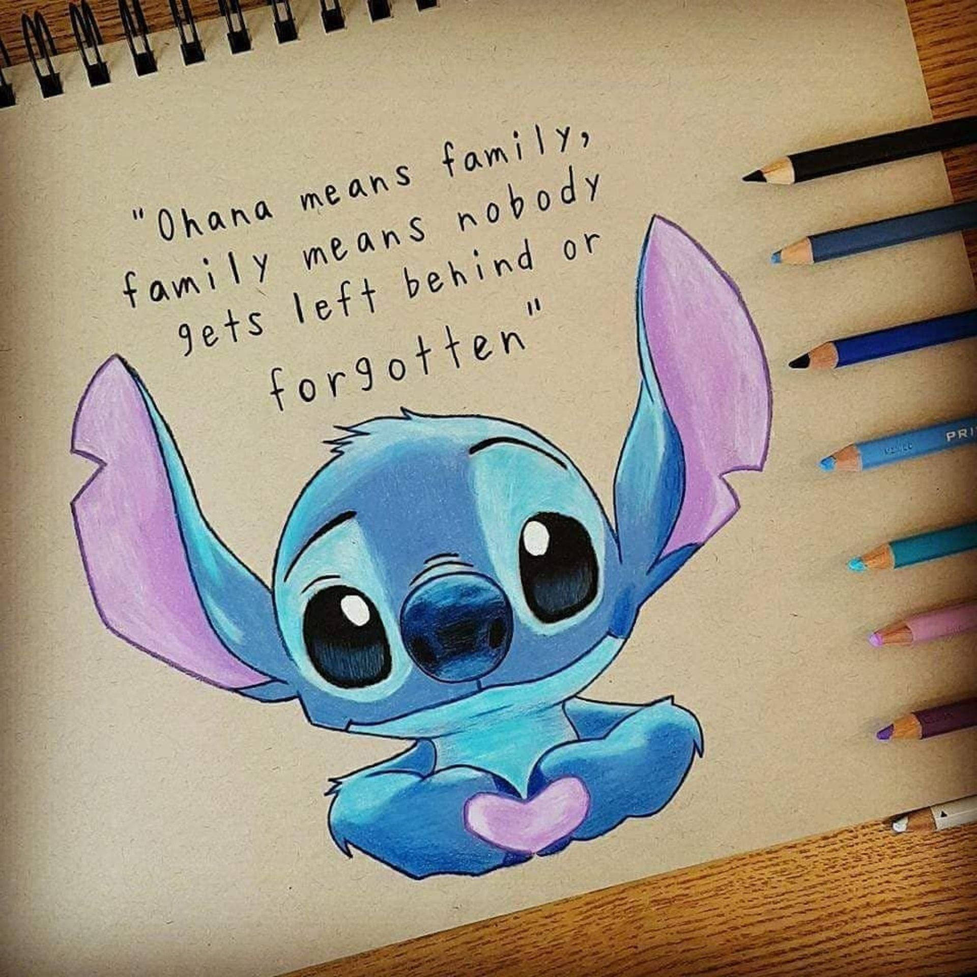 Citazionedi Stitch Ohana Su Carta Sfondo