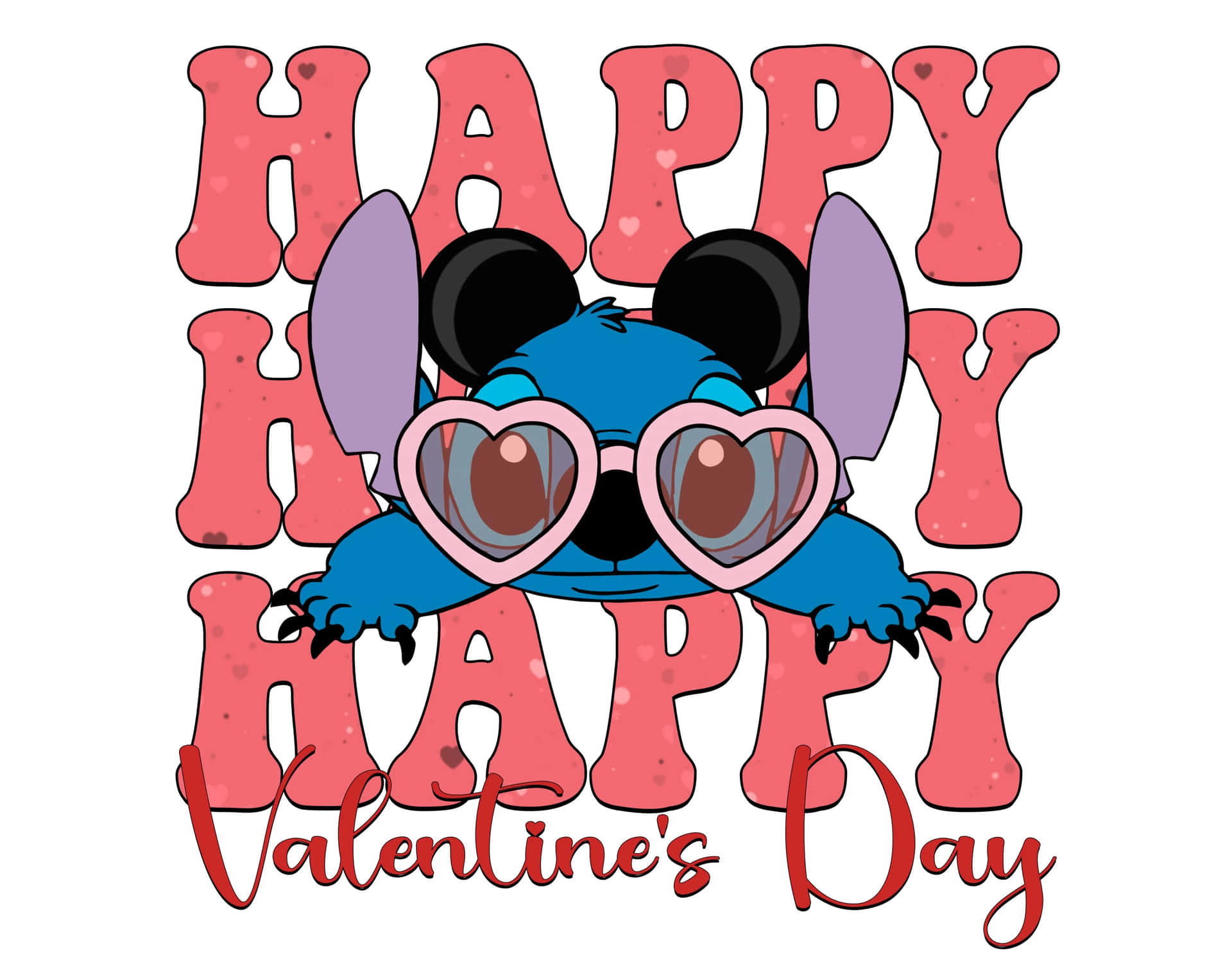 Stitch Valentines Day Celebration Wallpaper
