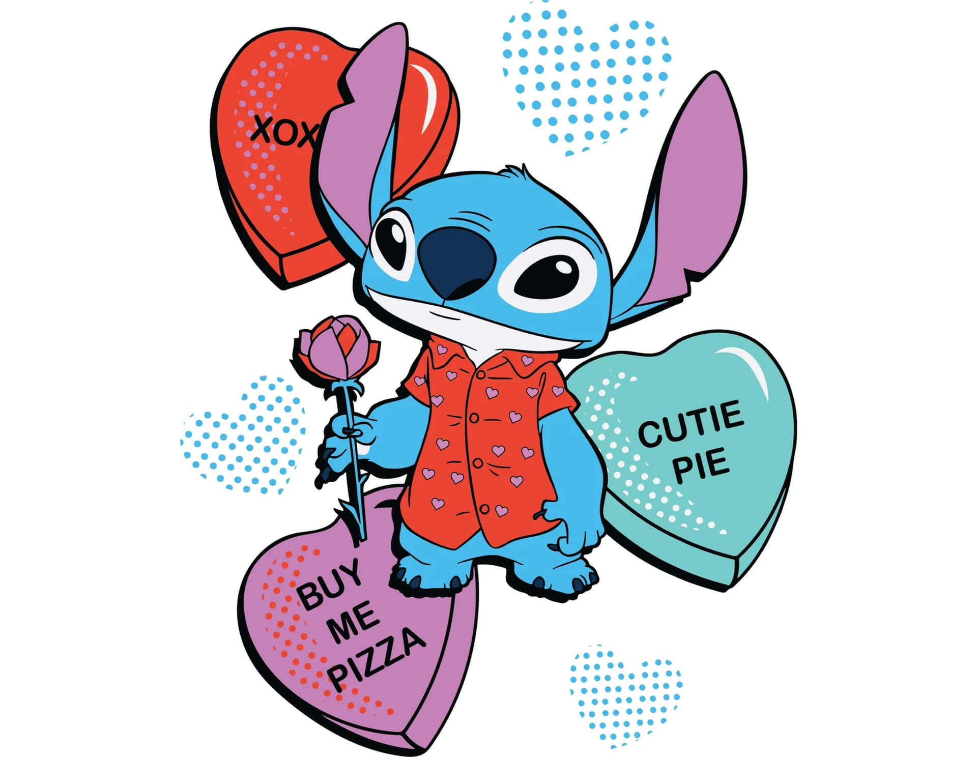 Stitch_ Valentines_ Day_ Celebration Wallpaper