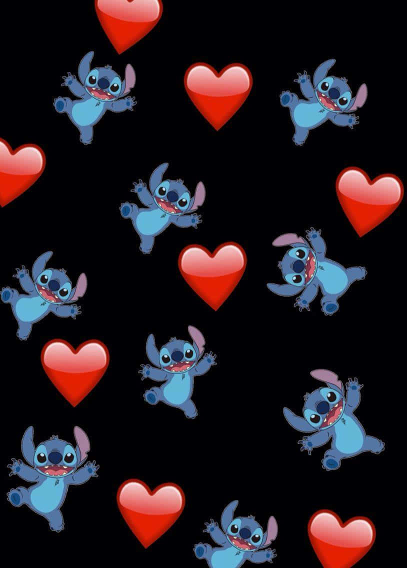 Stitch_ Valentines_ Day_ Pattern Wallpaper