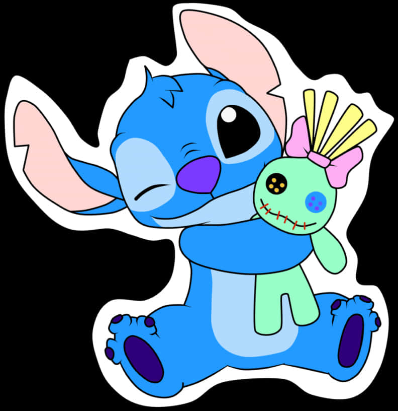 Stitch With Plush Doll PNG