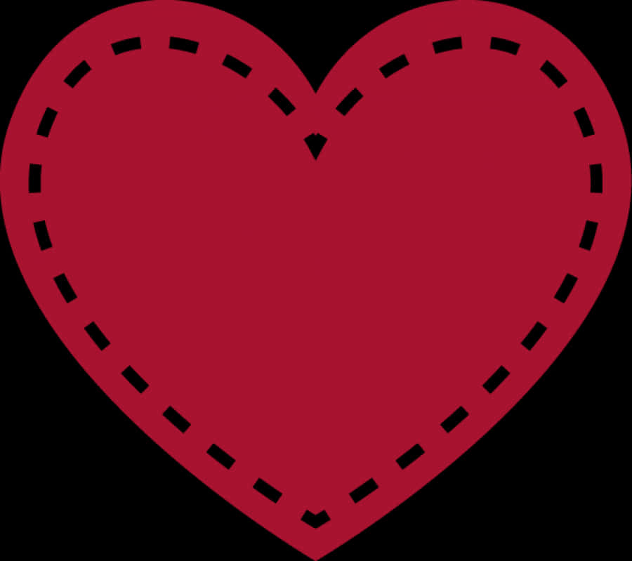 Stitched Red Heart Clipart PNG