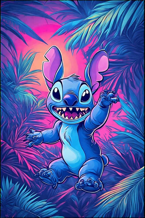 Stitch’s Tropical 3d Pop Wallpaper