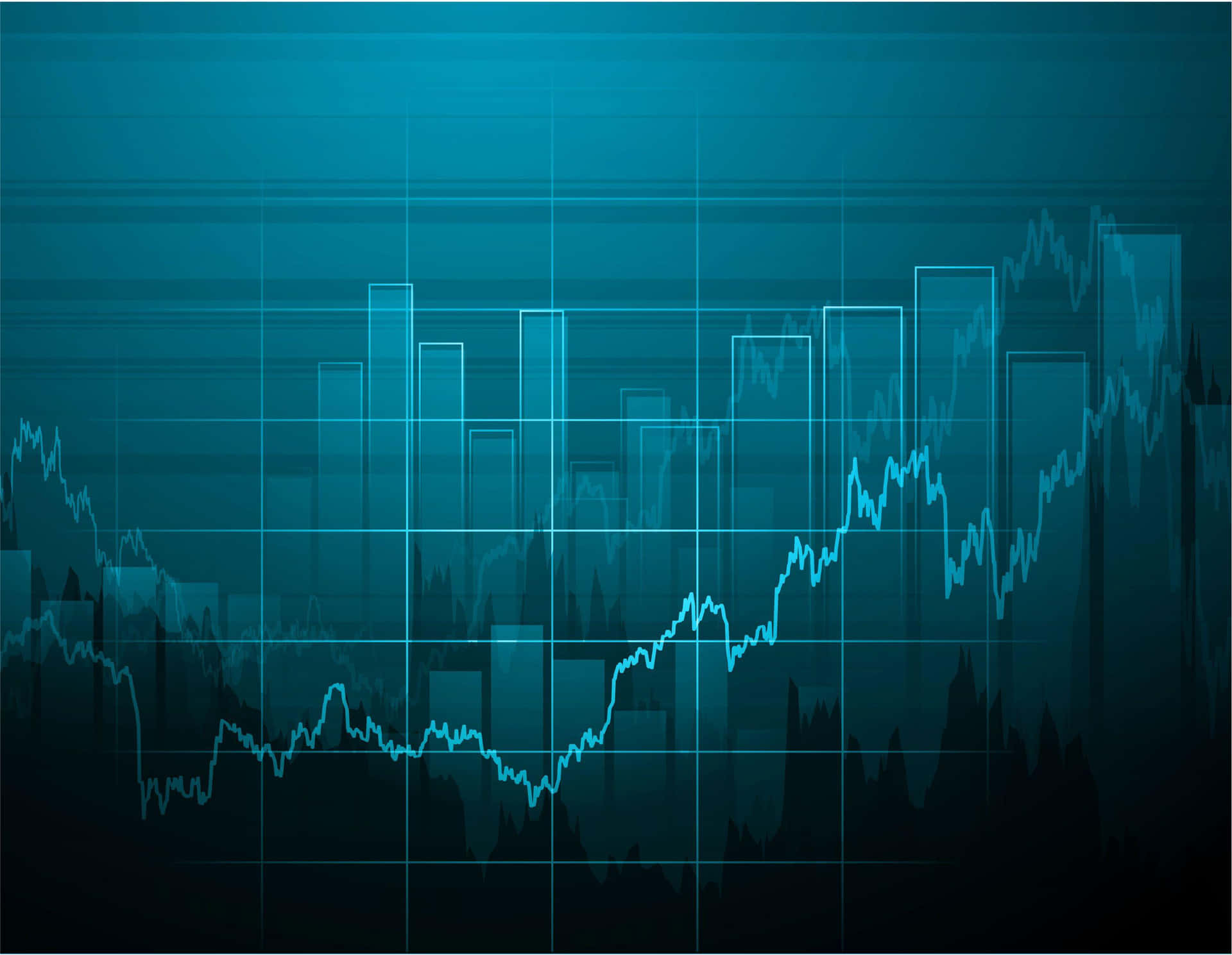 Blauerhintergrund Mit Vektorgrafik Des Aktienmarkt-graphen