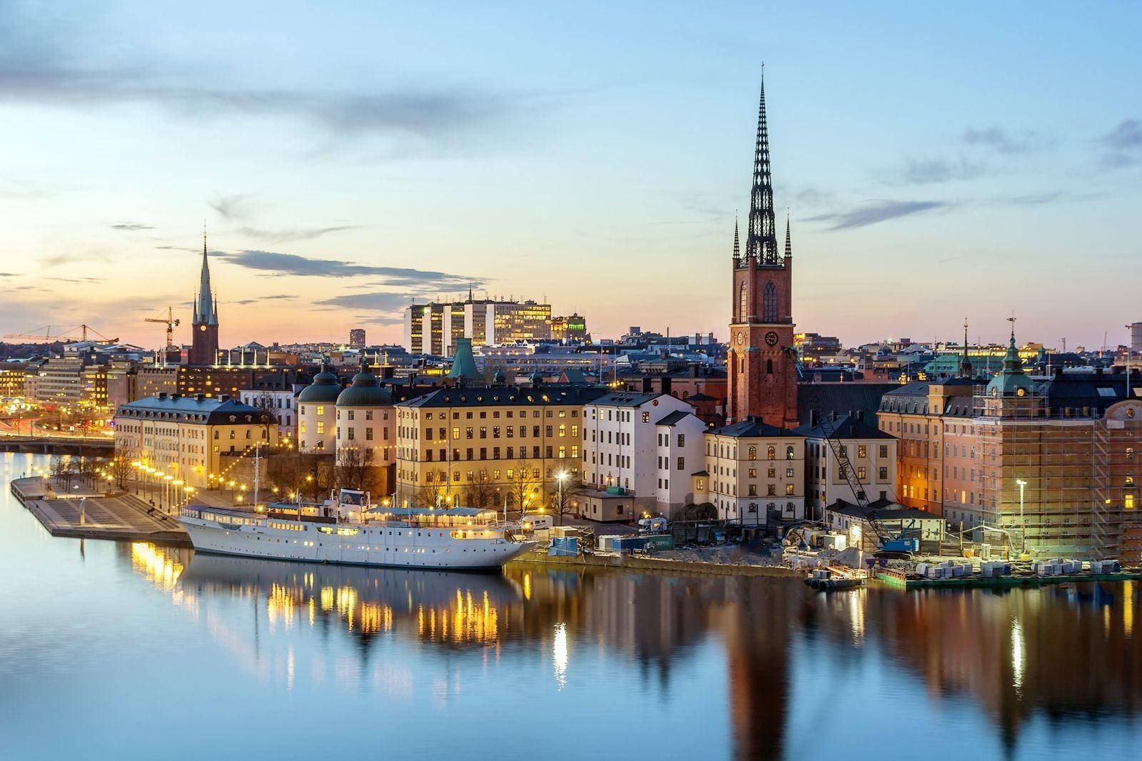 Stockholm Sweden Skyline Reflected Wallpaper