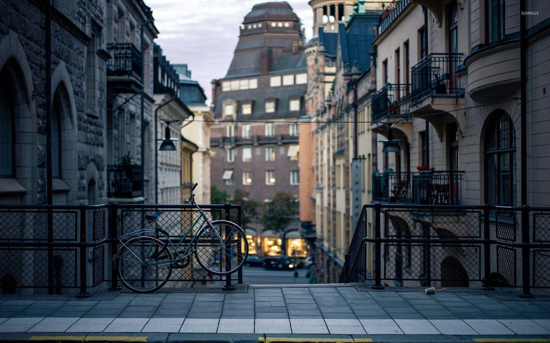 Stockholm Sweden Traditional Cobblestone Streets Wallpaper
