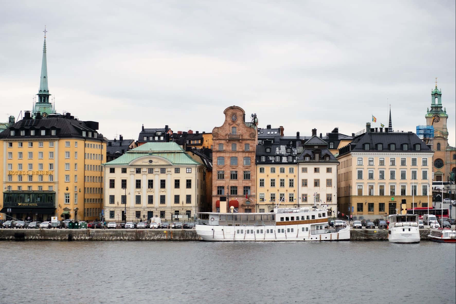 Stockholm Waterfront Stadsgezicht Achtergrond