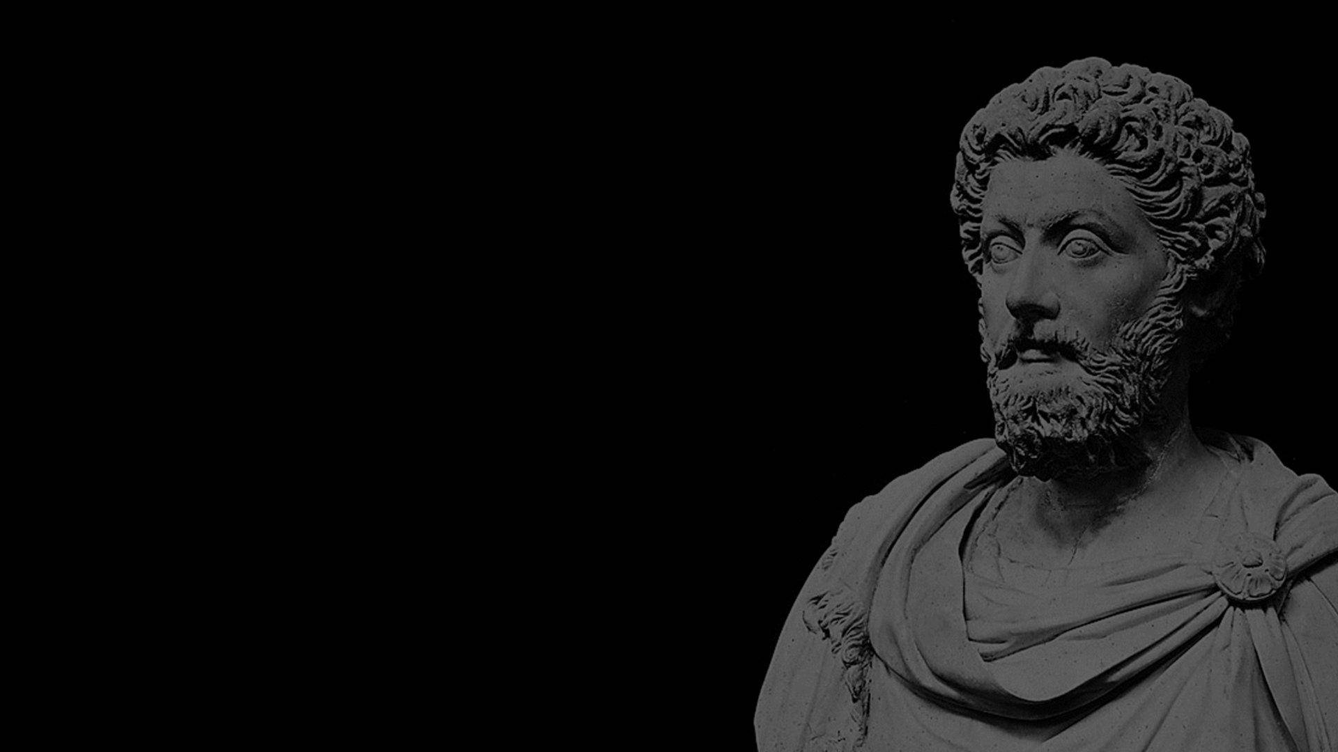 Background - Stoikeren Marcus Aurelius Statue Sort Baggrund Wallpaper
