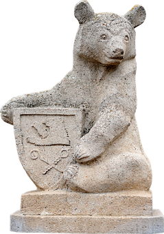 Stone Bear Sculpturewith Crest PNG