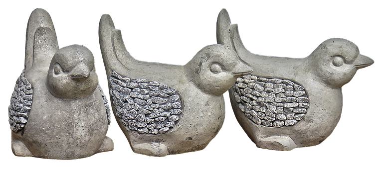 Stone Bird Sculptures Decor PNG