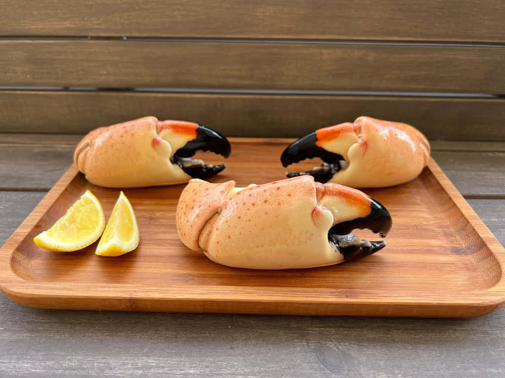 Stone Crab Clawswith Lemon Wedges Wallpaper