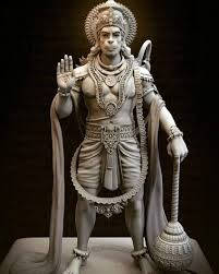 Majestic Black Stone Hanuman Statue Wallpaper