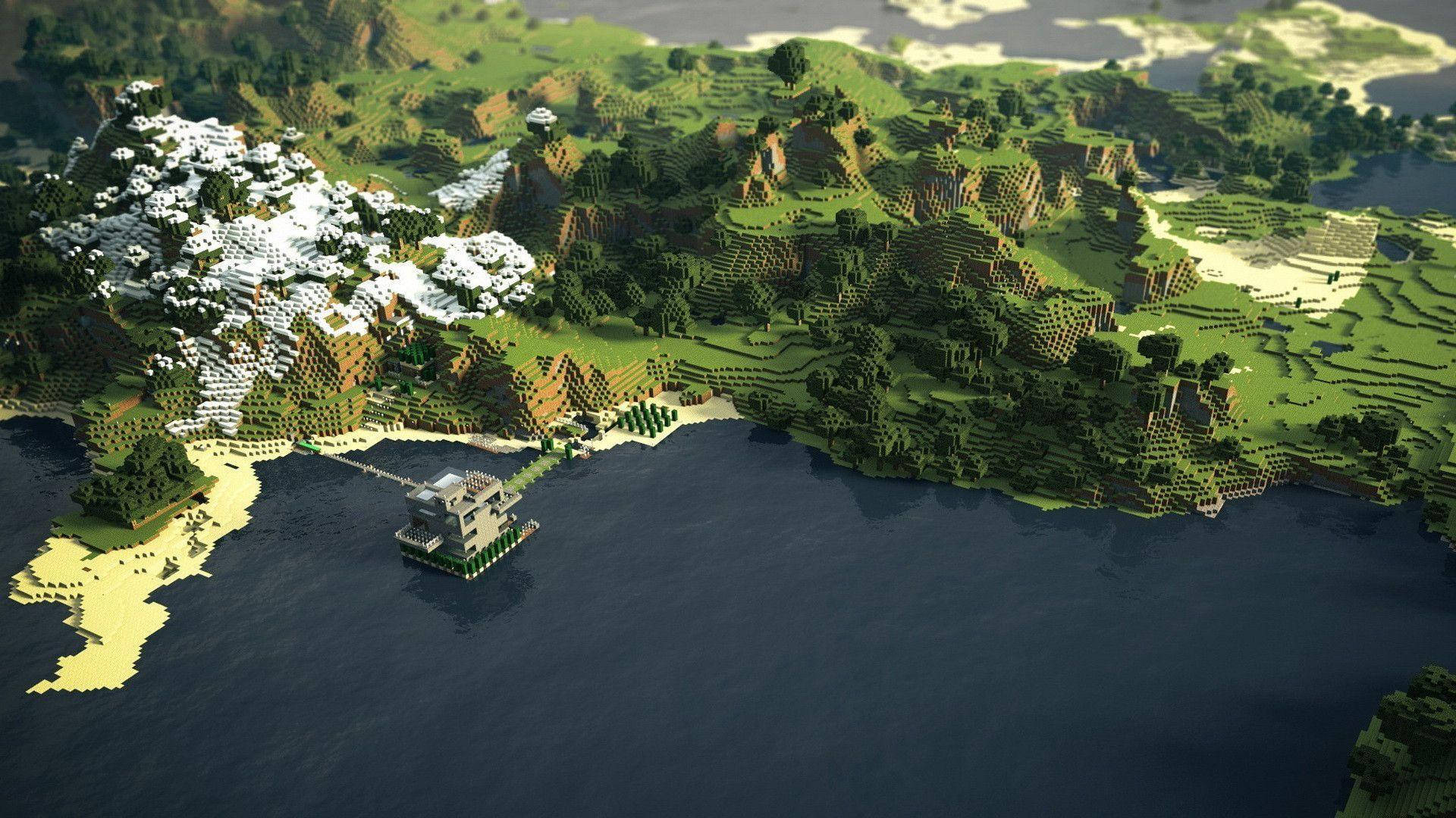 Stone House On The Ocean Minecraft Hd Wallpaper