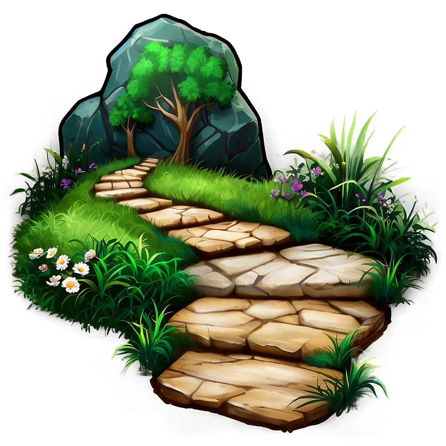 Stone Path In Grass Png 06202024 PNG