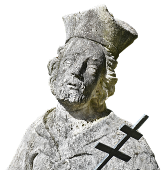 Stone Statueof Religious Figurewith Cross PNG