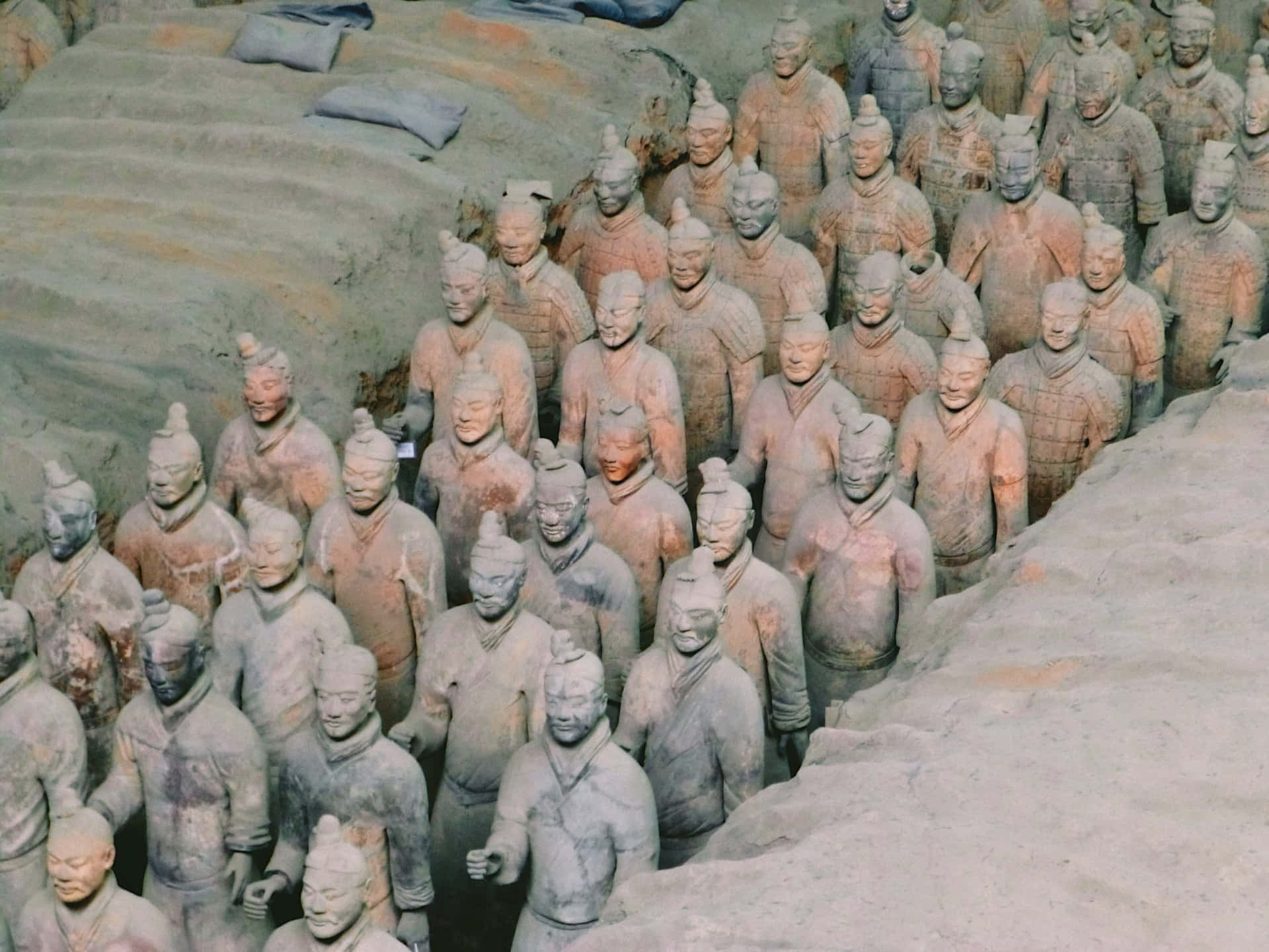 Stone Terracotta Warriors Sculpture China Wallpaper