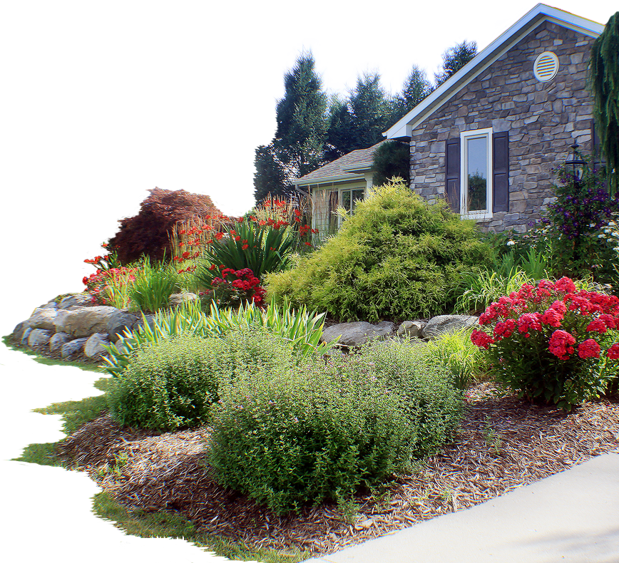 Stone_ House_ Floral_ Garden_ Landscape PNG