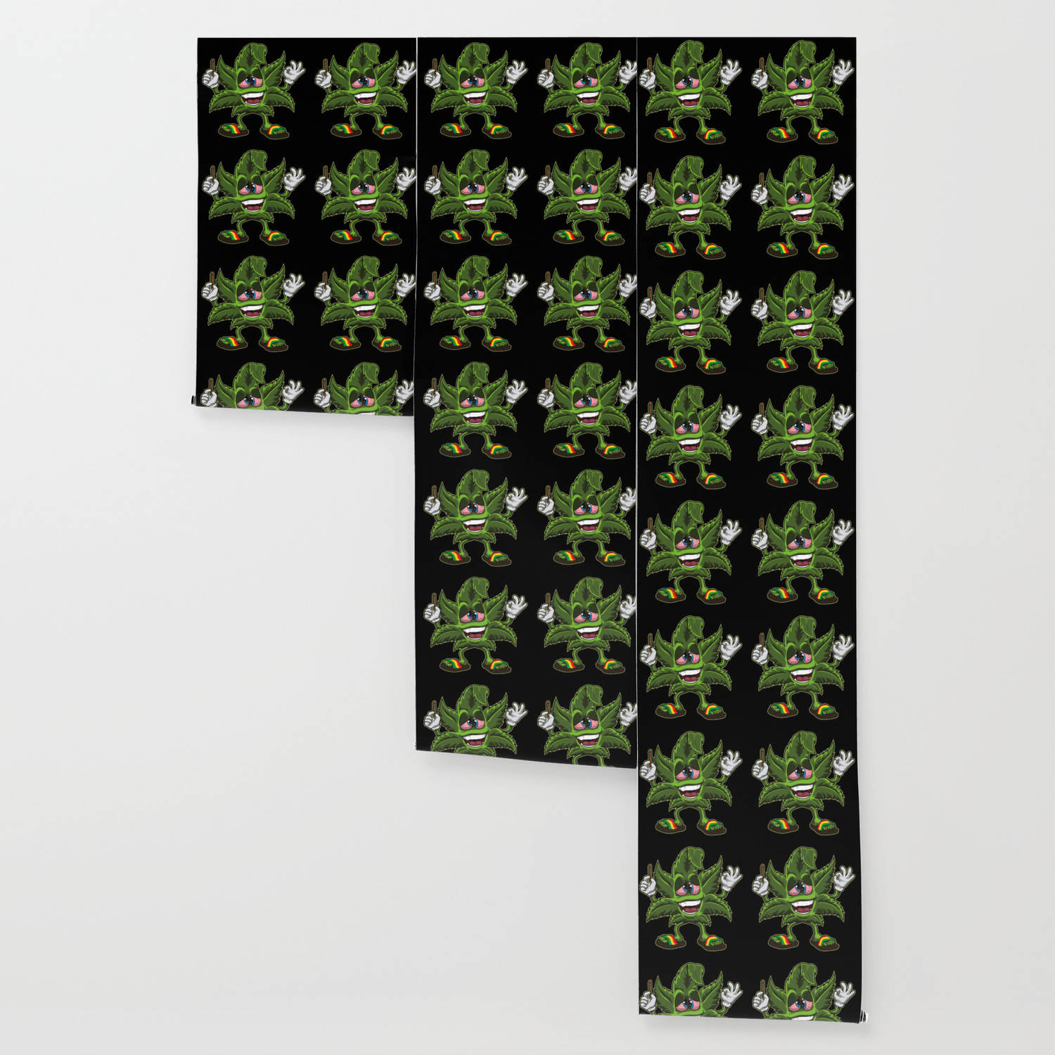 A Green And Black Pattern With A Green Monster On It Wallpaper