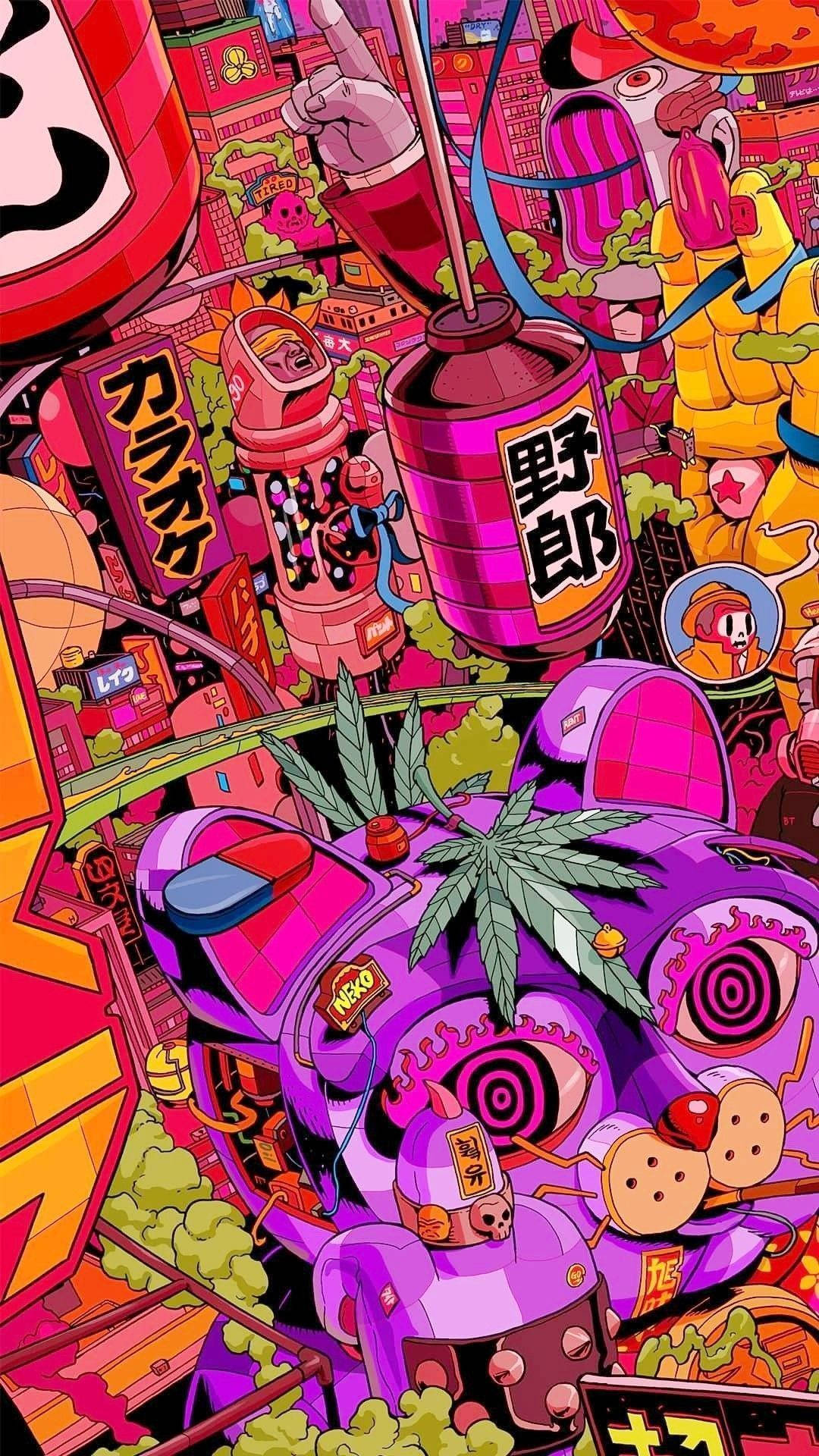 Psychedelic Stoned Cartoon Wallpaper