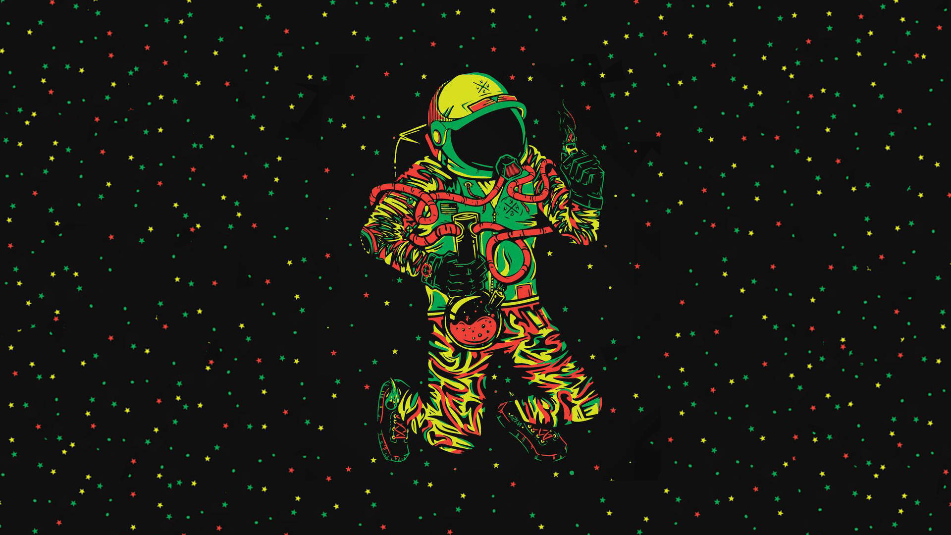 Astronautade Desenho Animado Chapado. Papel de Parede