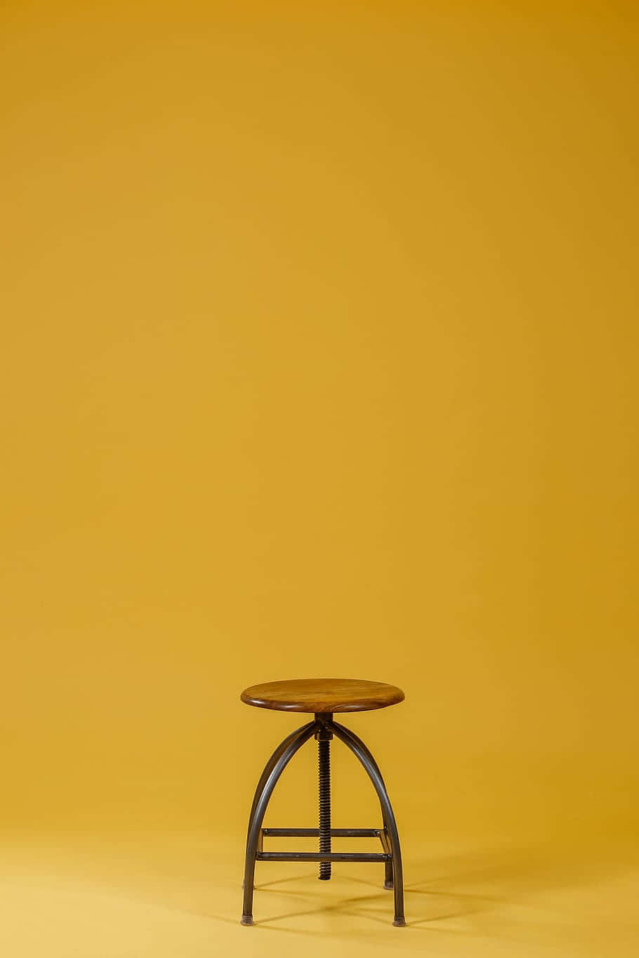 Stool Chair With Round Brown Wooden Top Background