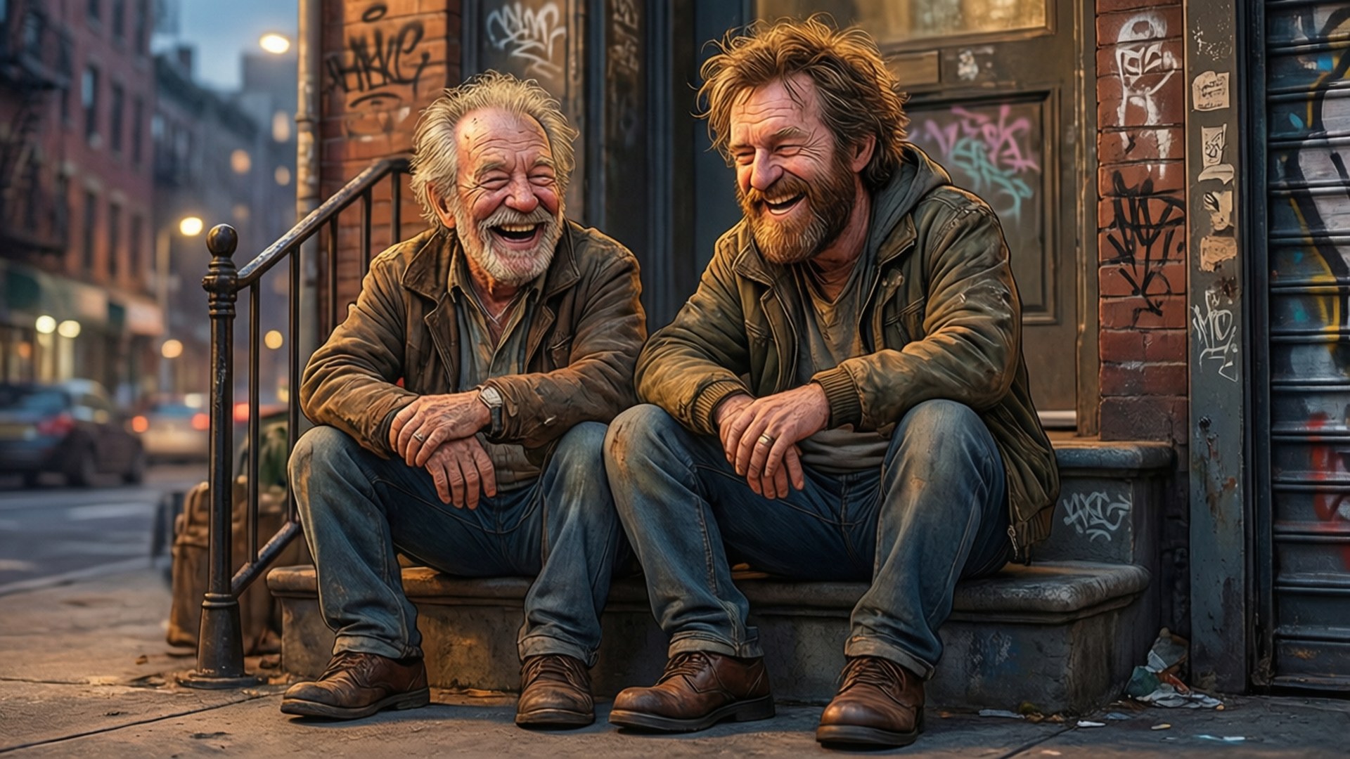 Arnold and Gerald share a laugh on their favorite stoop.