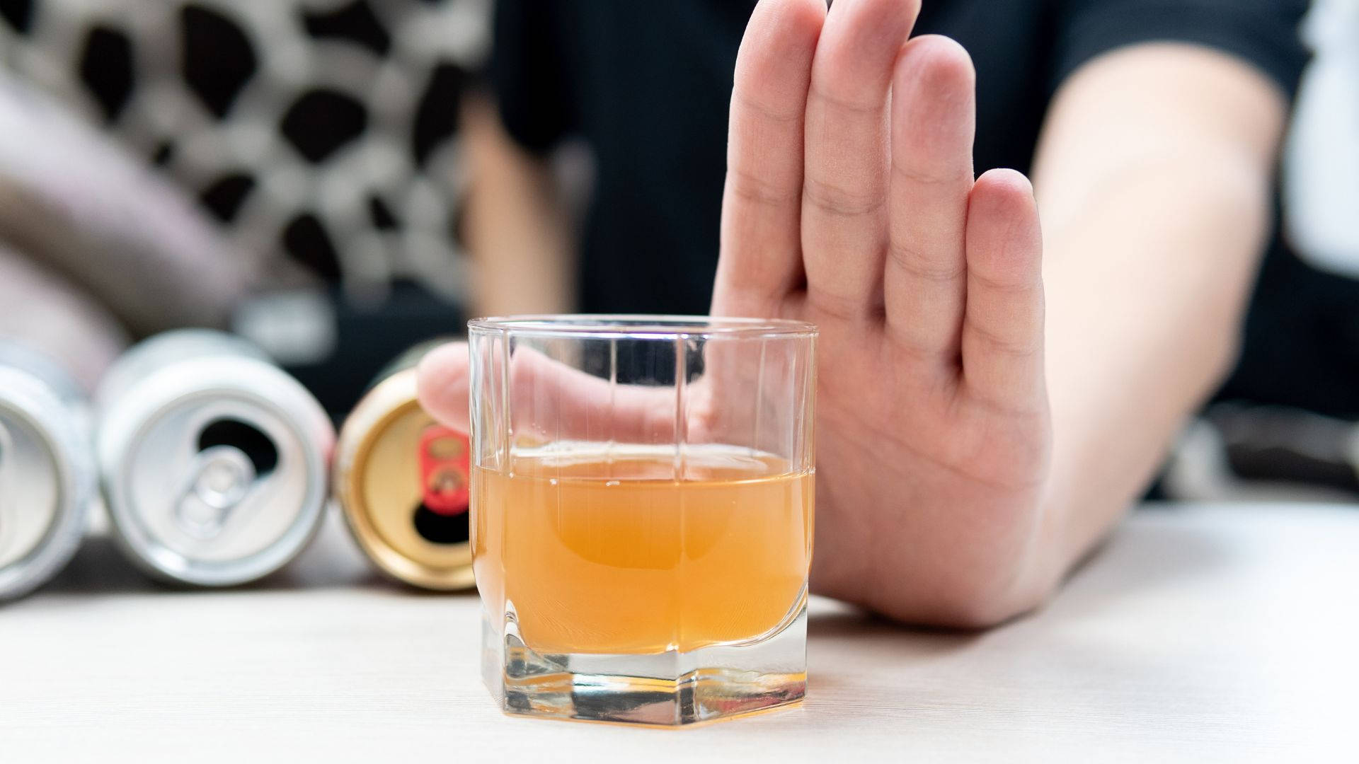 Stop Hand Gesture To Glass Of Alcohol Picture