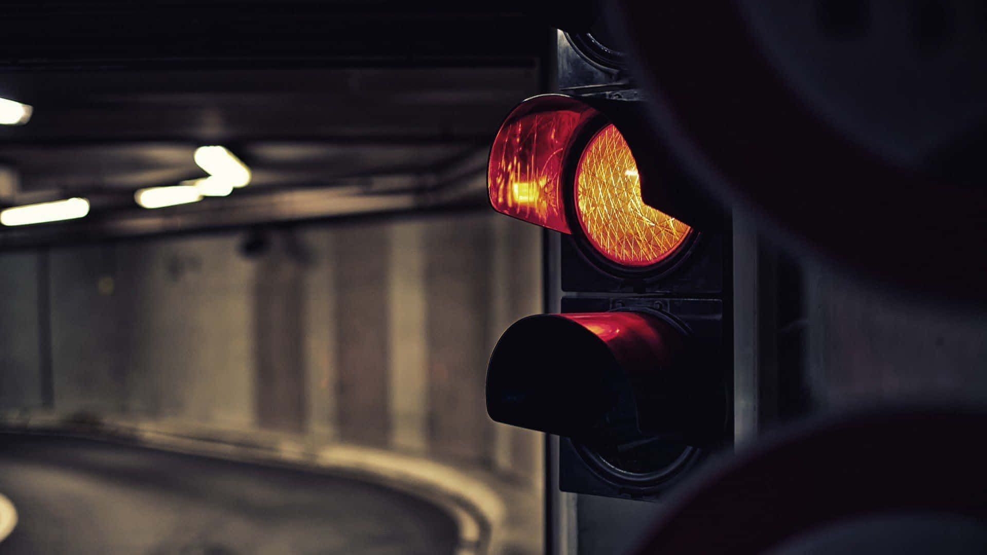 A Traffic Light In A Tunnel
