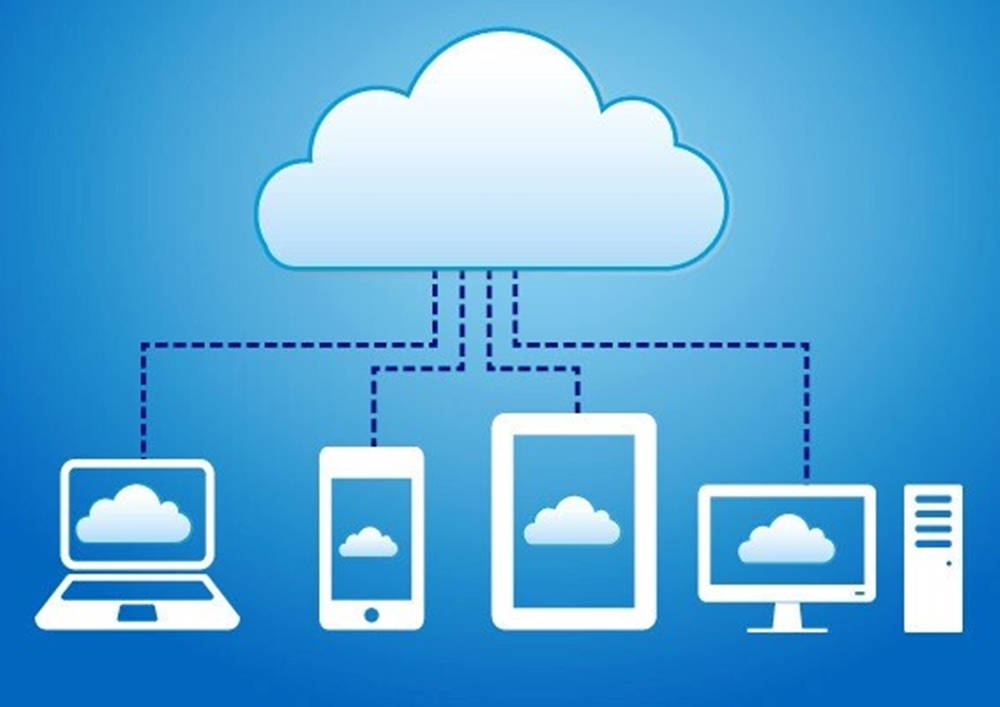 Storage Cloud Connected To Devices Background