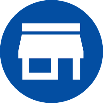 Storefront Icon Blue Circle Background PNG