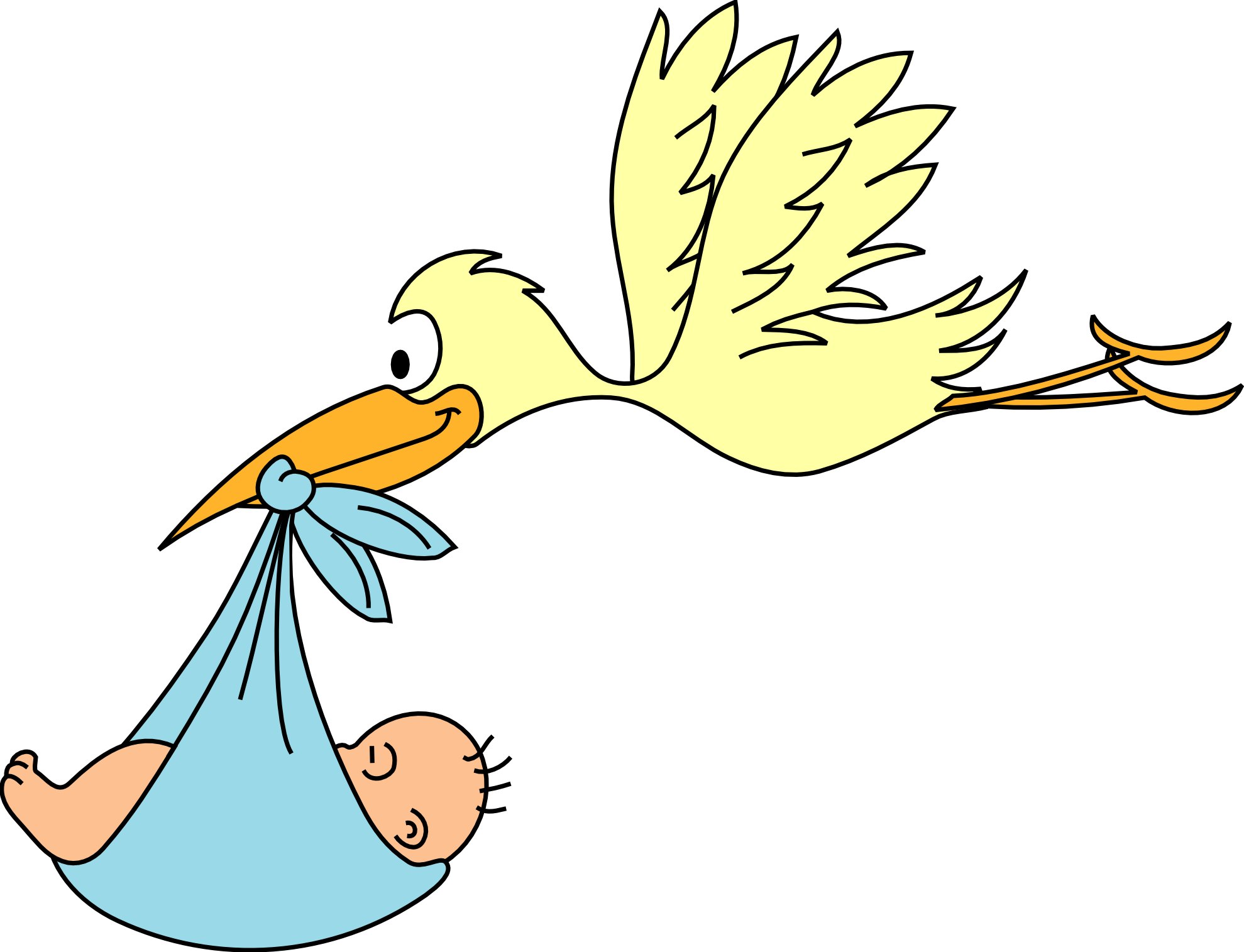 Stork Delivering Baby Cartoon PNG
