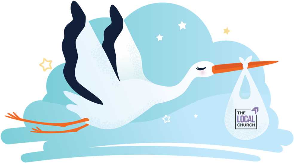 Stork Delivering Bundle Illustration PNG