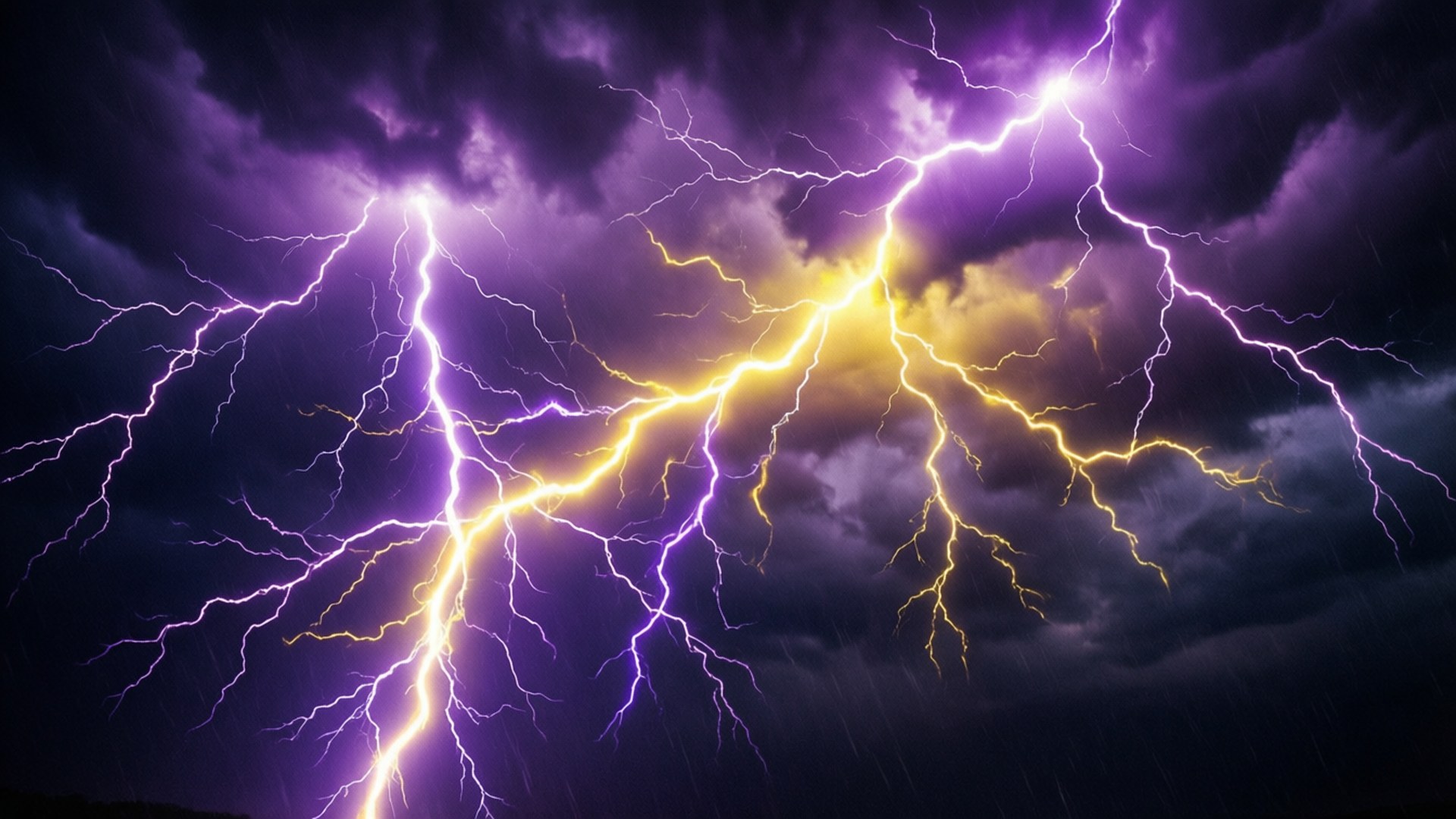 En lyn-tema elementær baggrund med elektriske bolte og stormfuld himmel.