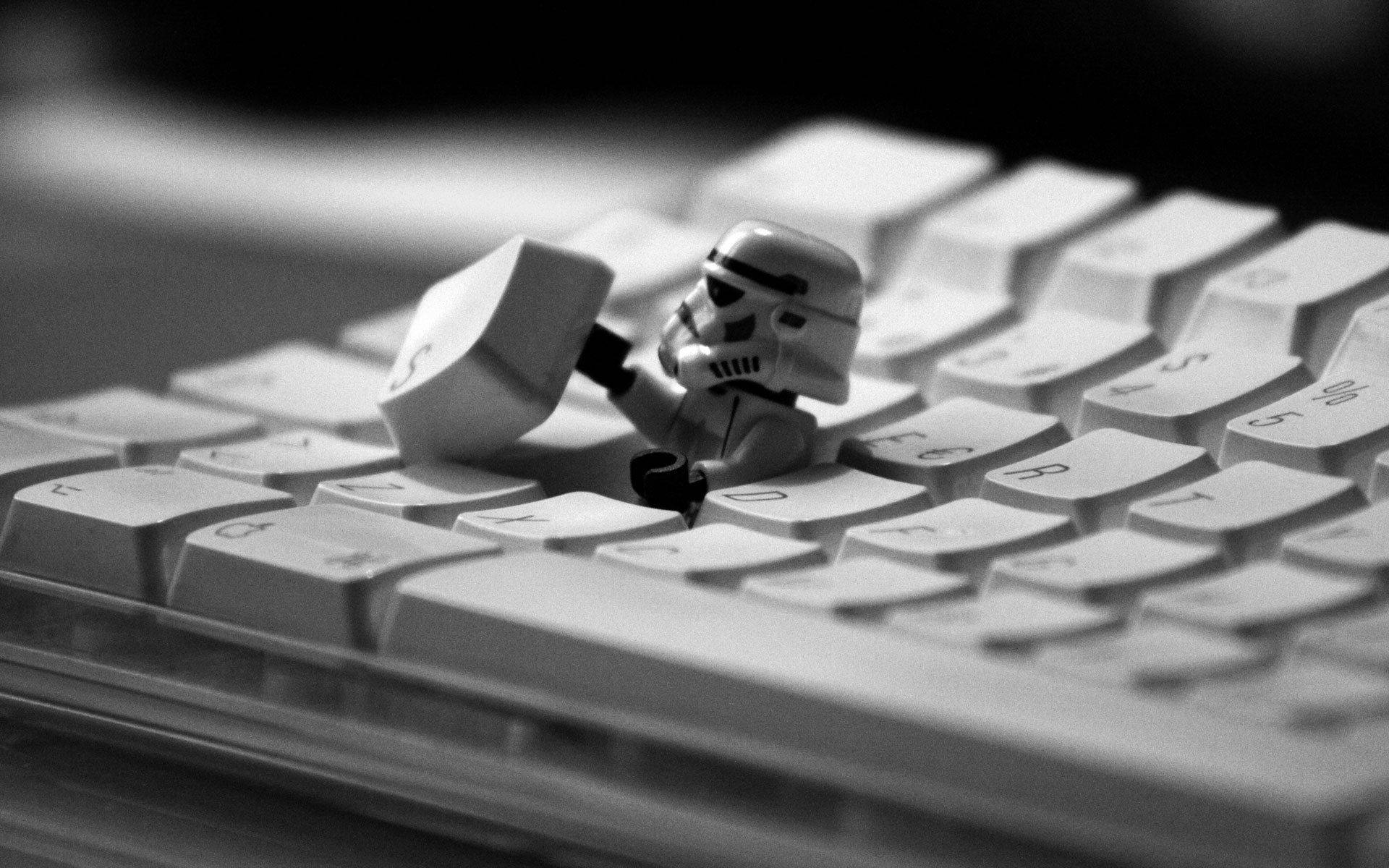 Stormtrooper Hiding At Keyboard Key