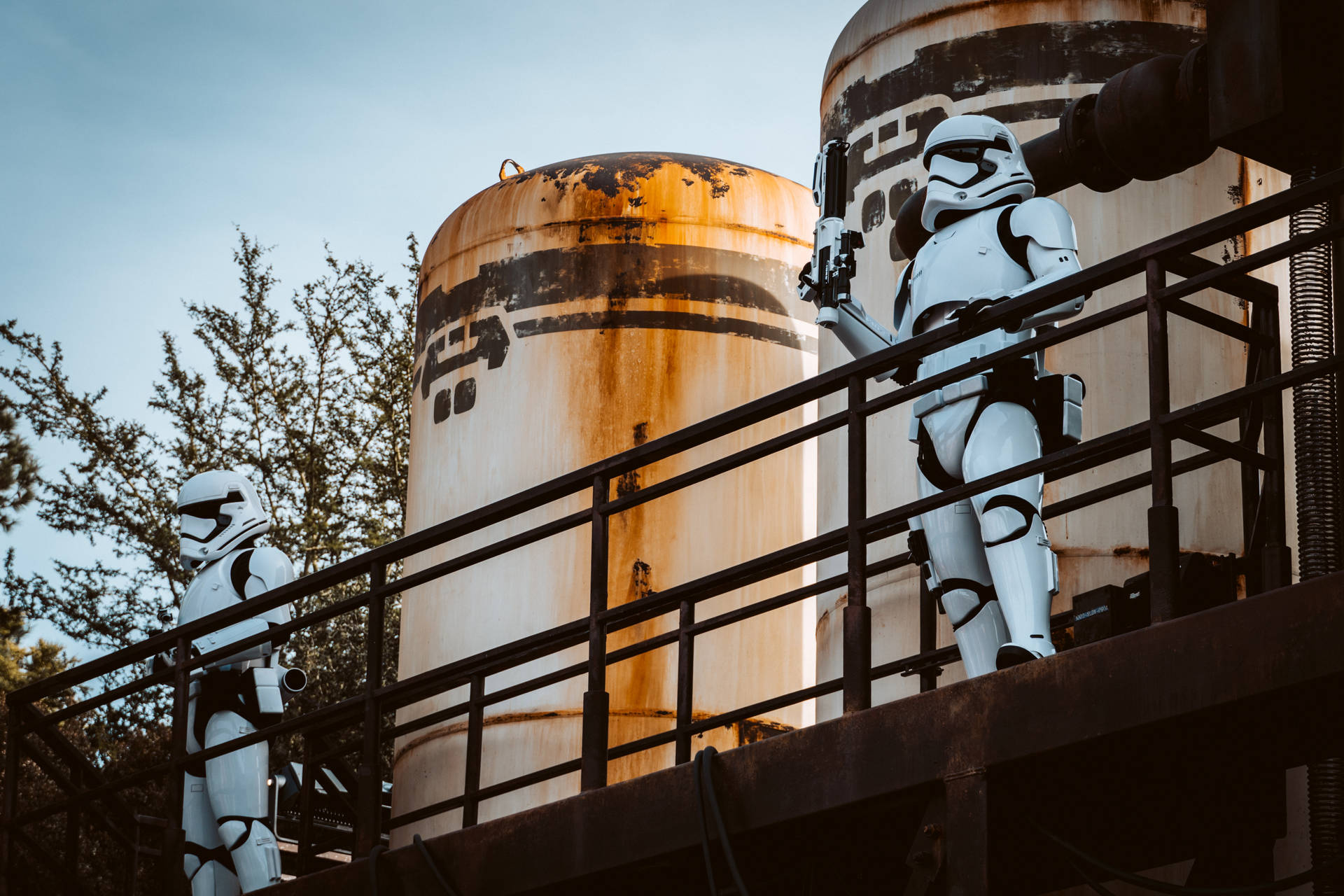 Stormtrooper In Star Wars Galaxy's Edge Background