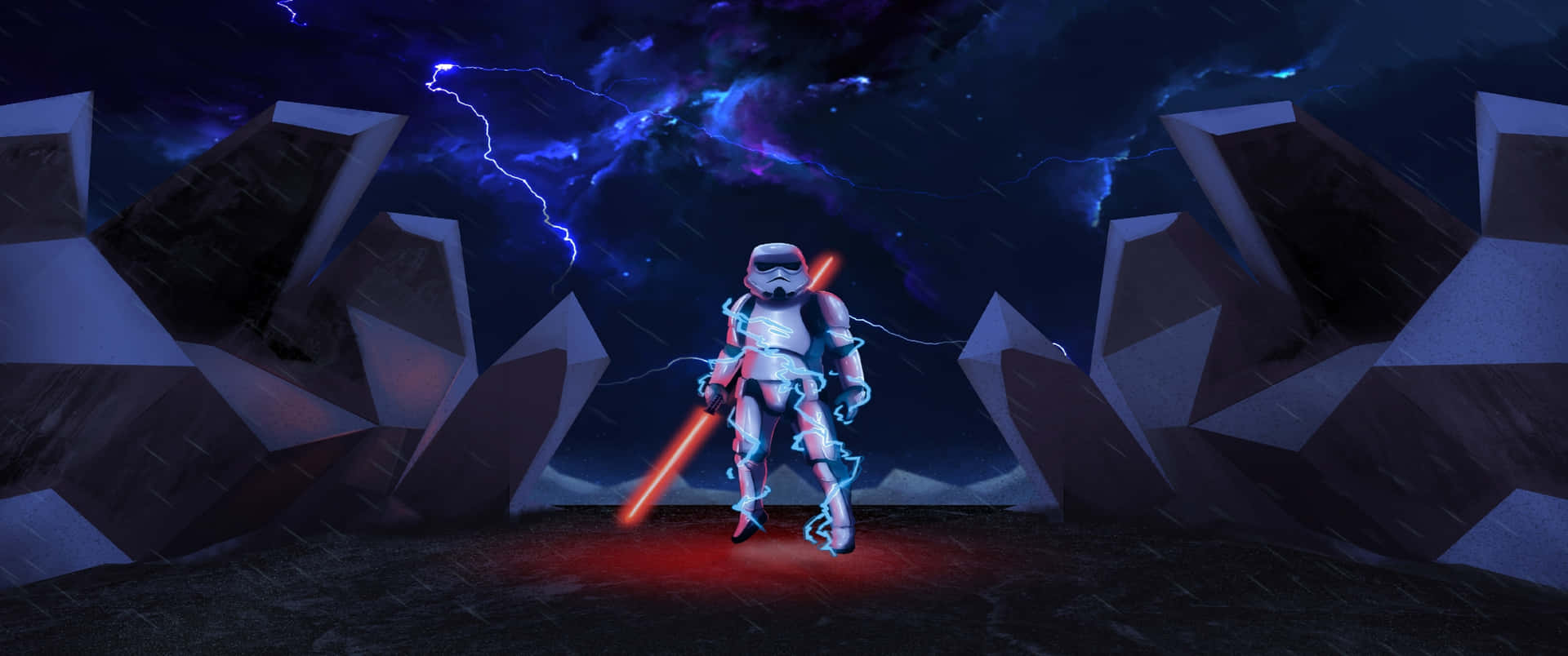 Stormtrooper_with_ Lightsaber_ Ultra_ Wide Wallpaper