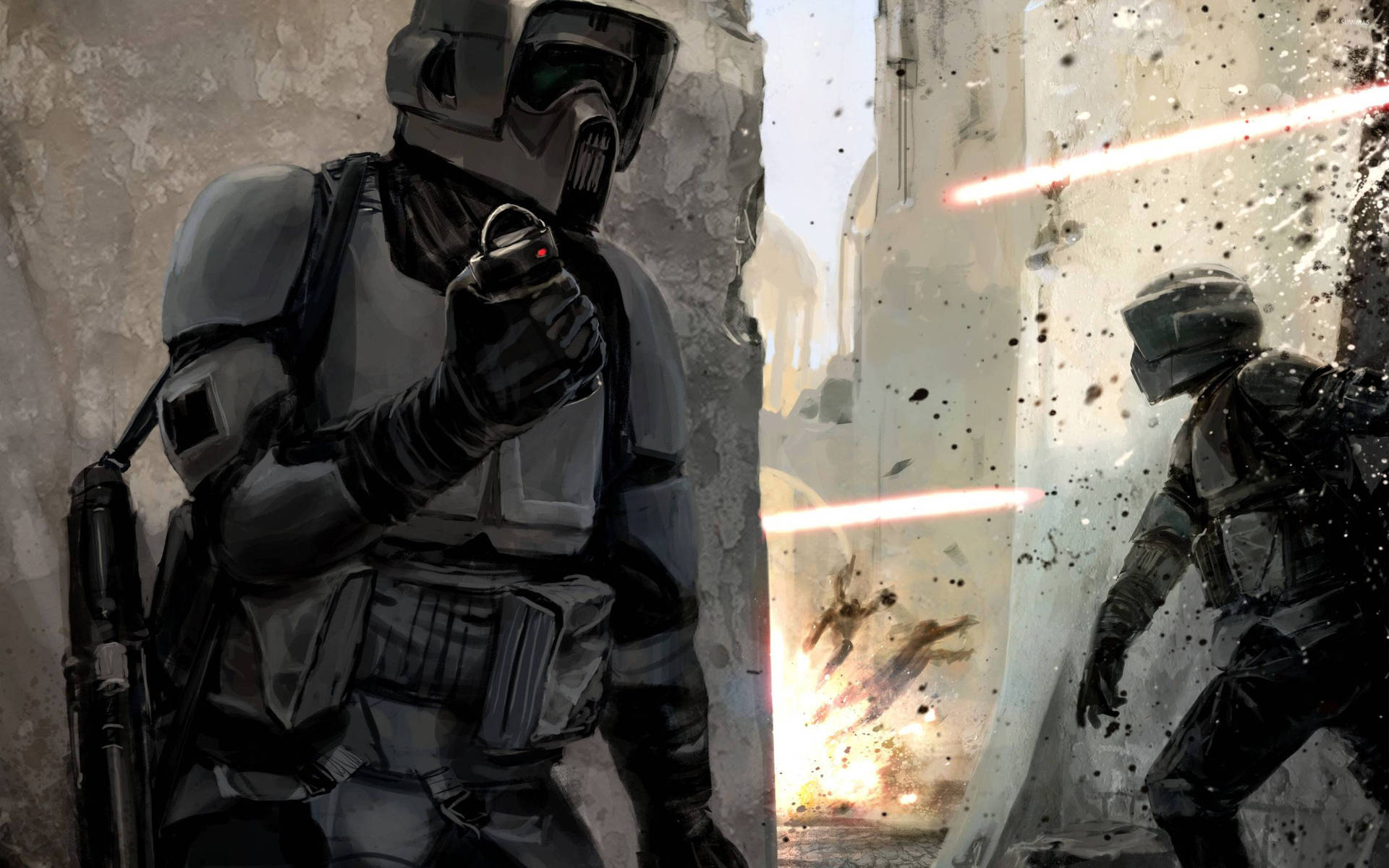 Stormtroopers Encounter Battle Wallpaper